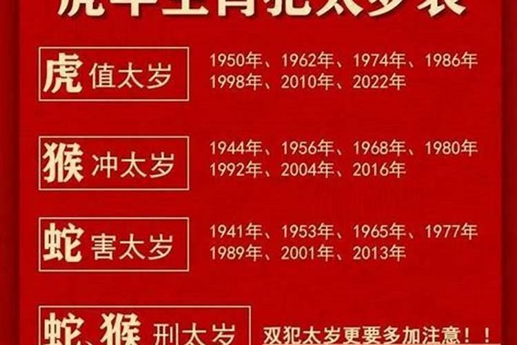 2022刑太岁冲太岁害太岁