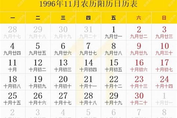 农历1996年11月22日阳历多少